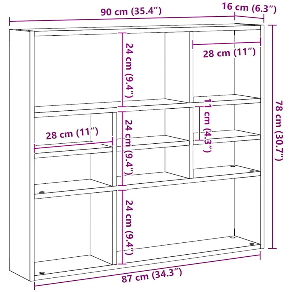 vidaXL 10 Shelf Brown Oak Floating Wall Shelf Image 6