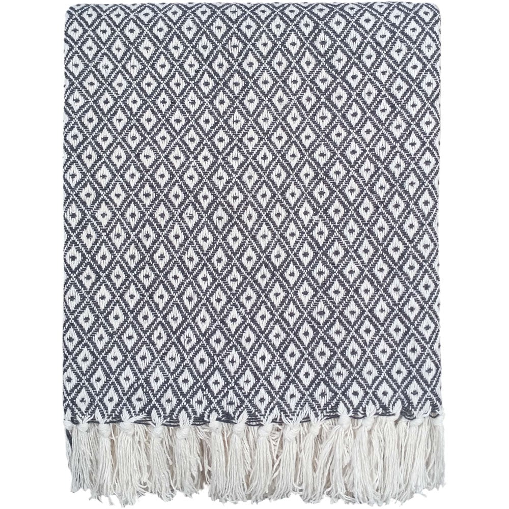 Rapport Home Grey Eden Recycled Cotton Geometric Throw 254 x 393cm Image 1