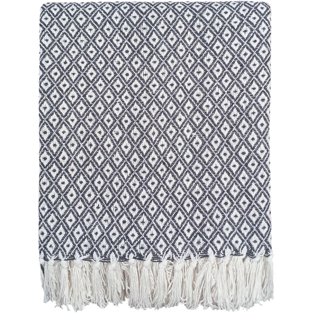 Rapport Home Grey Eden Recycled Cotton Geometric Throw 127 x 152cm Image 1