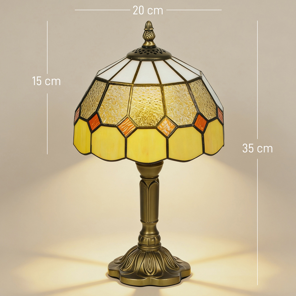 Portland Orange Glass Shade Bronze Base Tiffany-Style Table Lamp Image 9