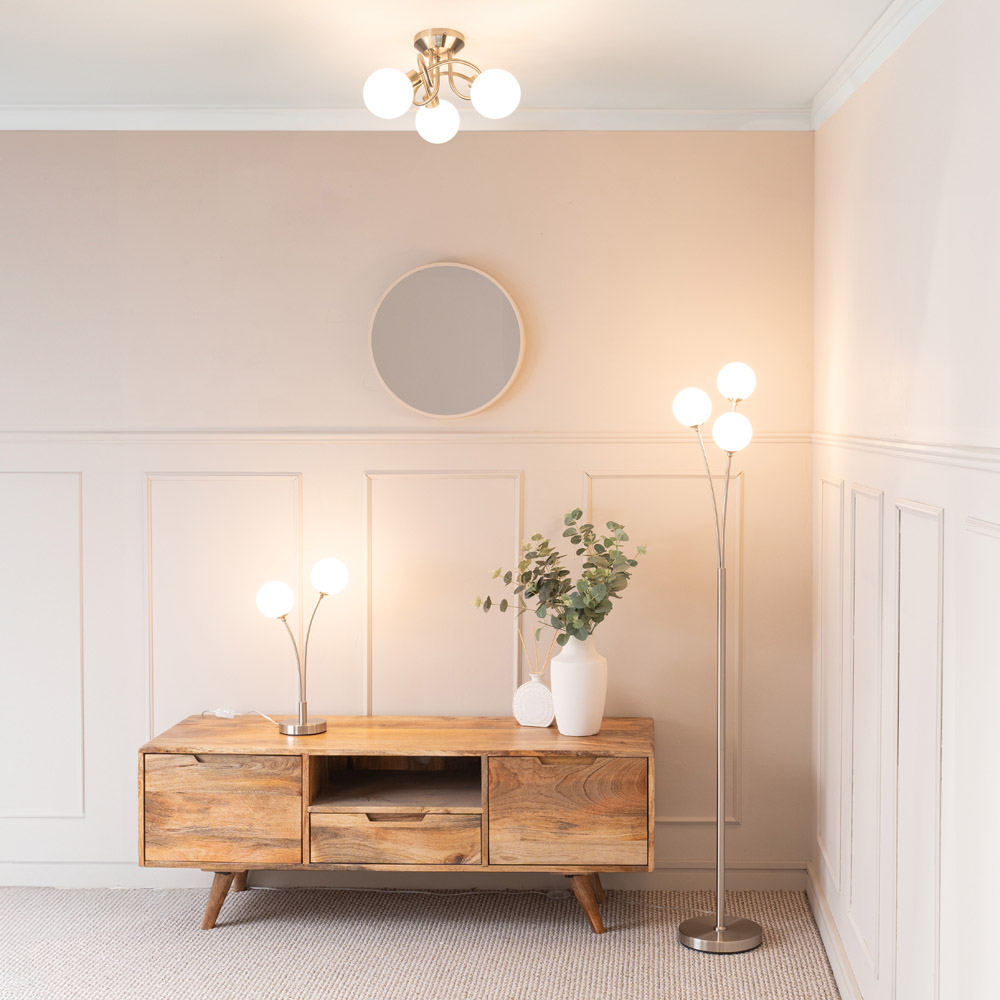 ValueLights Velika 3 Way Opaque Globe Chrome LED Floor Lamp Image 6