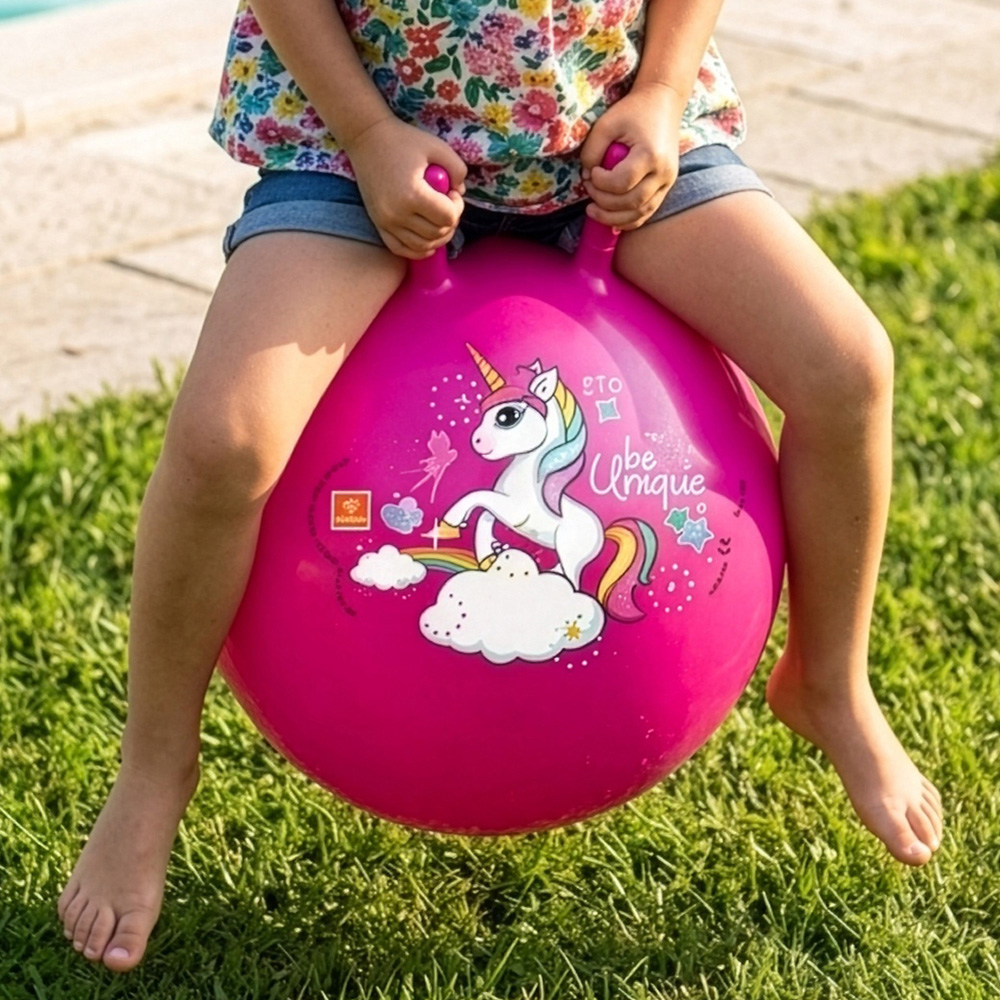 Mondo Kids Unicorn Inflatable Bouncy Hopper Ball with Handles Image 2