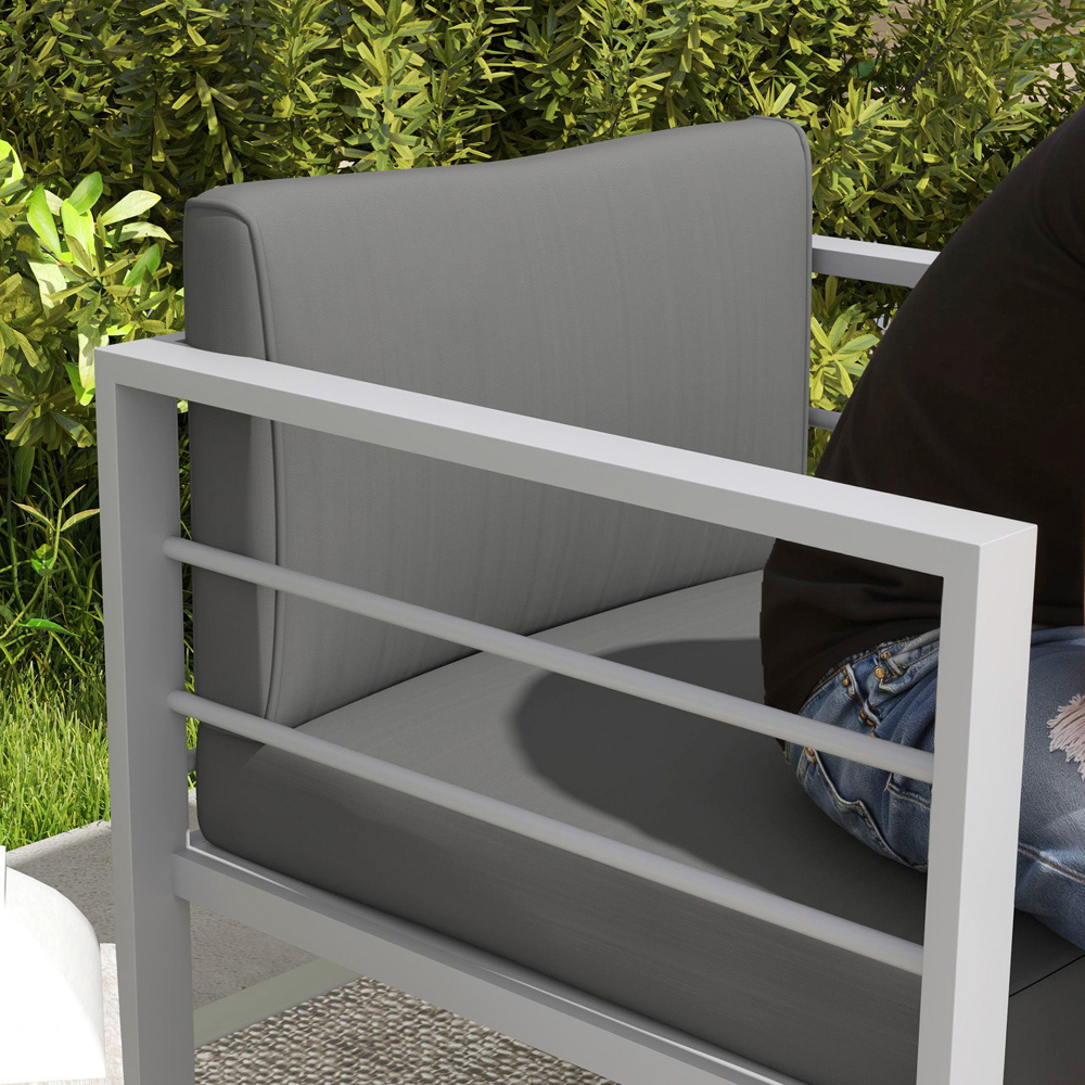 Outsunny Charcoal Grey Aluminium Patio Sofa Armchair with Cushions Image 3