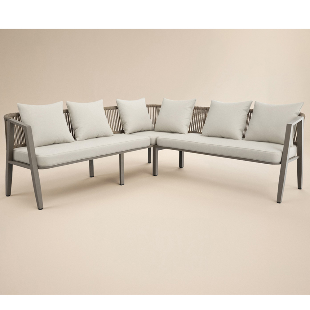 SOLACE+CO Dayton 6 Seater Beige Outdoor Corner Lounge Set Image 2