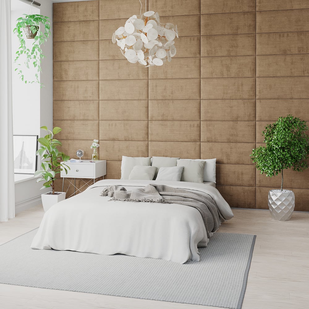 Aspire EasyMount Champagne Firenze Velour Upholstered Wall Mounted Headboard Panels 8 Pack Image 2