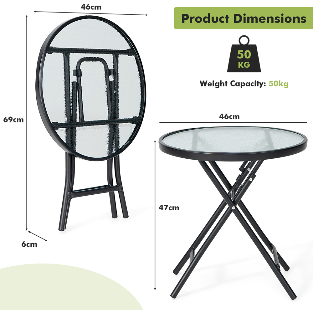 Costway Tempered Glass Foldable Backyard Side Table Image 7