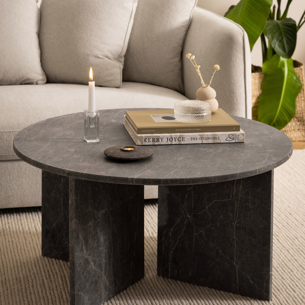 Florence Vega Marron Marble Round Coffee Table Image 8