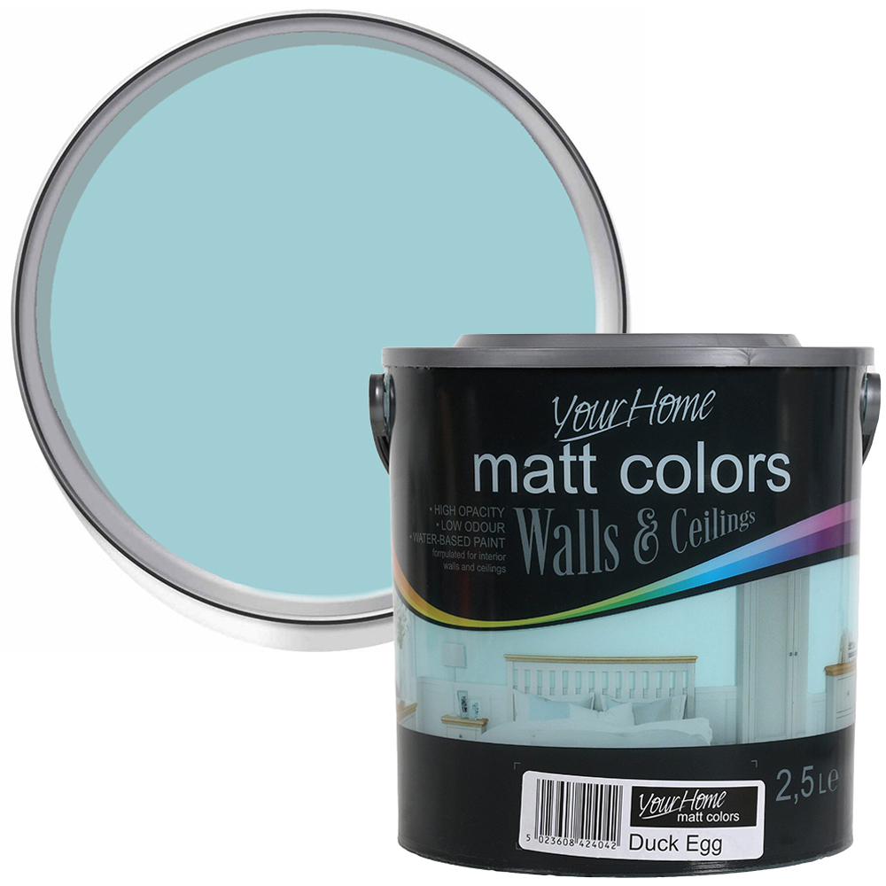 Your Home Walls & Ceilings Duck Egg Matt Emulsion Paint 2.5L Image 1