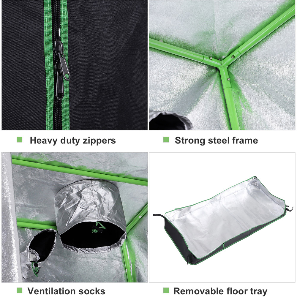 Outsunny Black and Green Hydroponic Plant Grow Tent Image 4