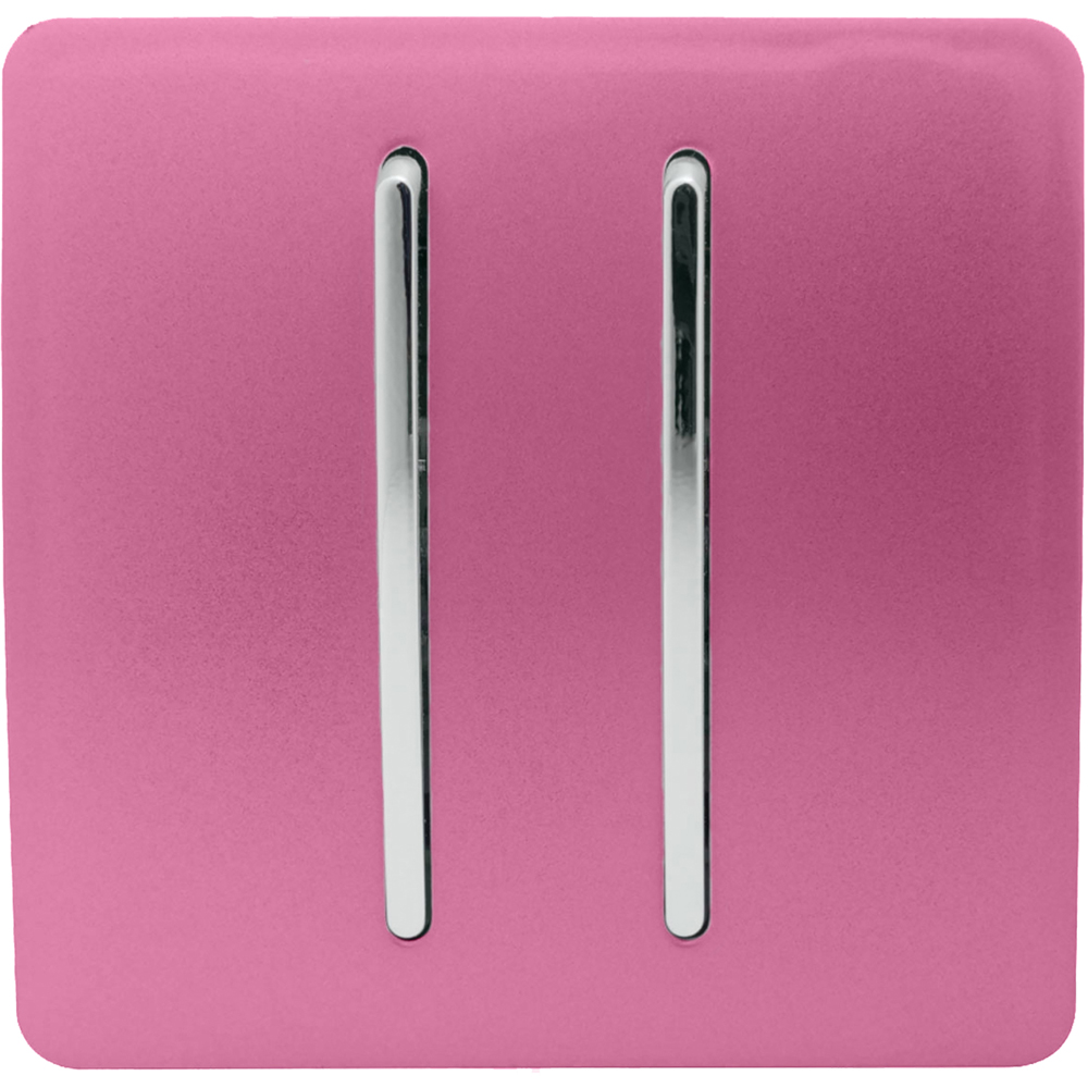 Trendi Switch 2 Gang 10amp Intermediate Candy Pink Rocker Light Switch Image 1