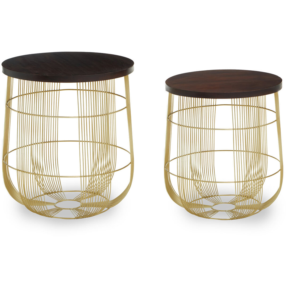 Premier Housewares Agra Brass Finish Side Table Set of 2 Image 2