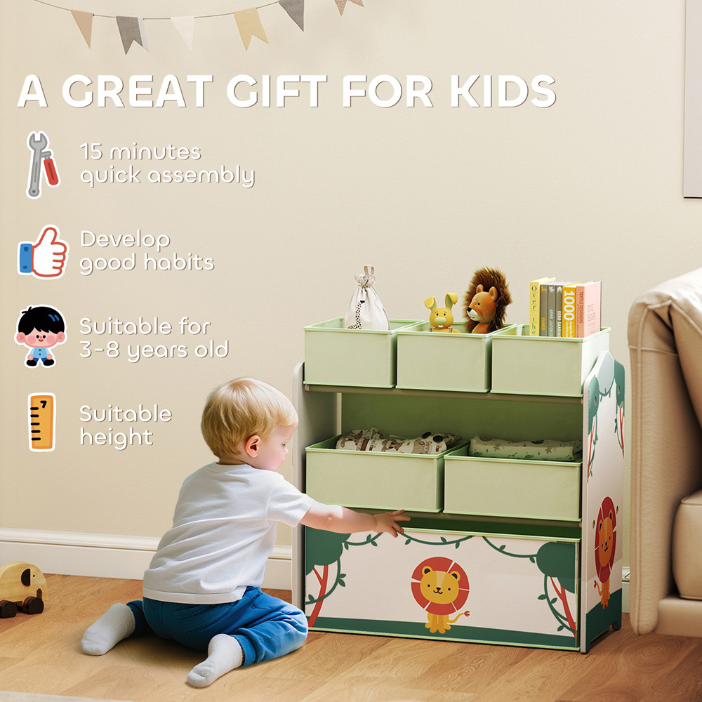 AIYAPLAY 3 Tier Green Kids Storage Shelf Image 6
