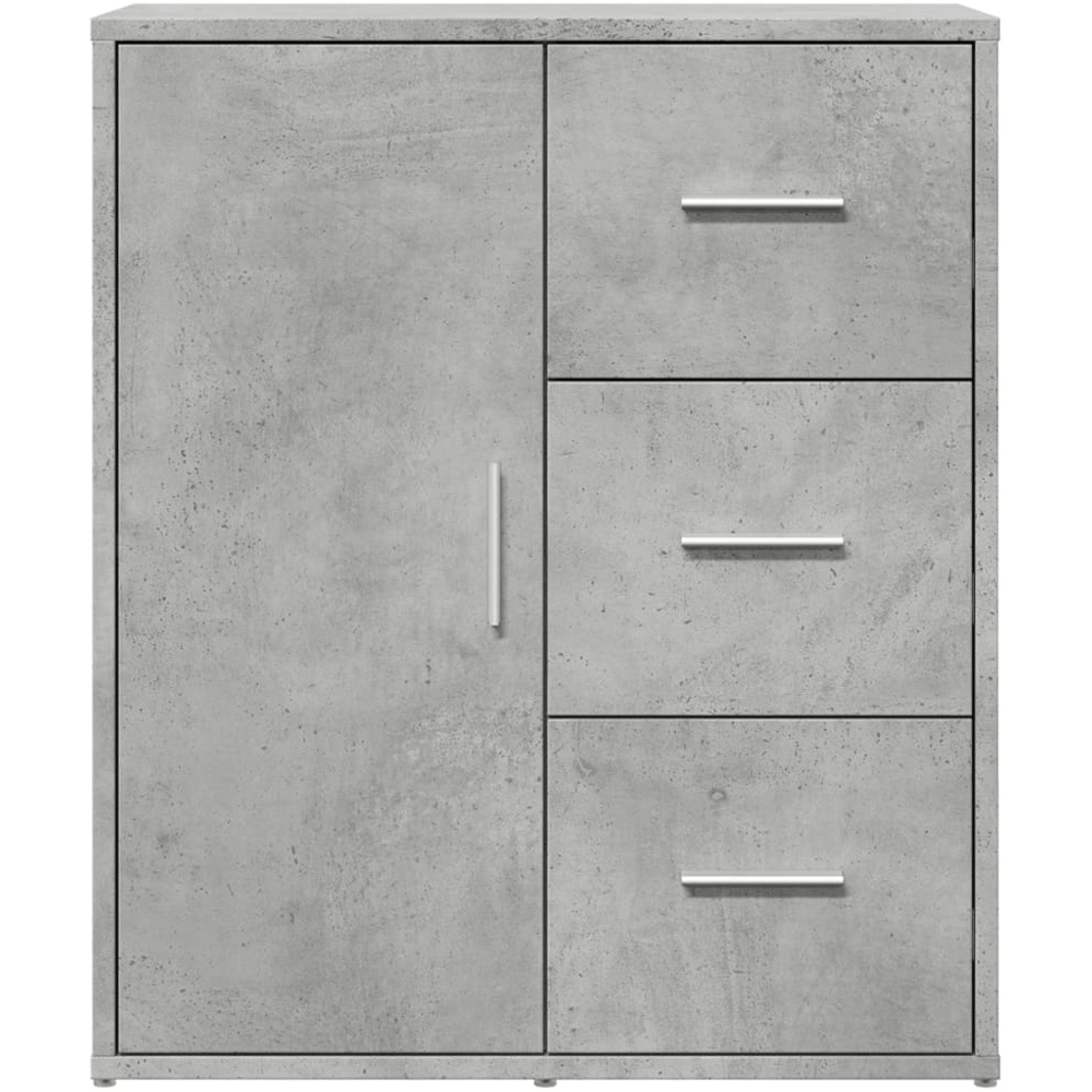 vidaXL Single Door 3 Drawer Concrete Grey Wooden Sideboard Set of 2 Image 4