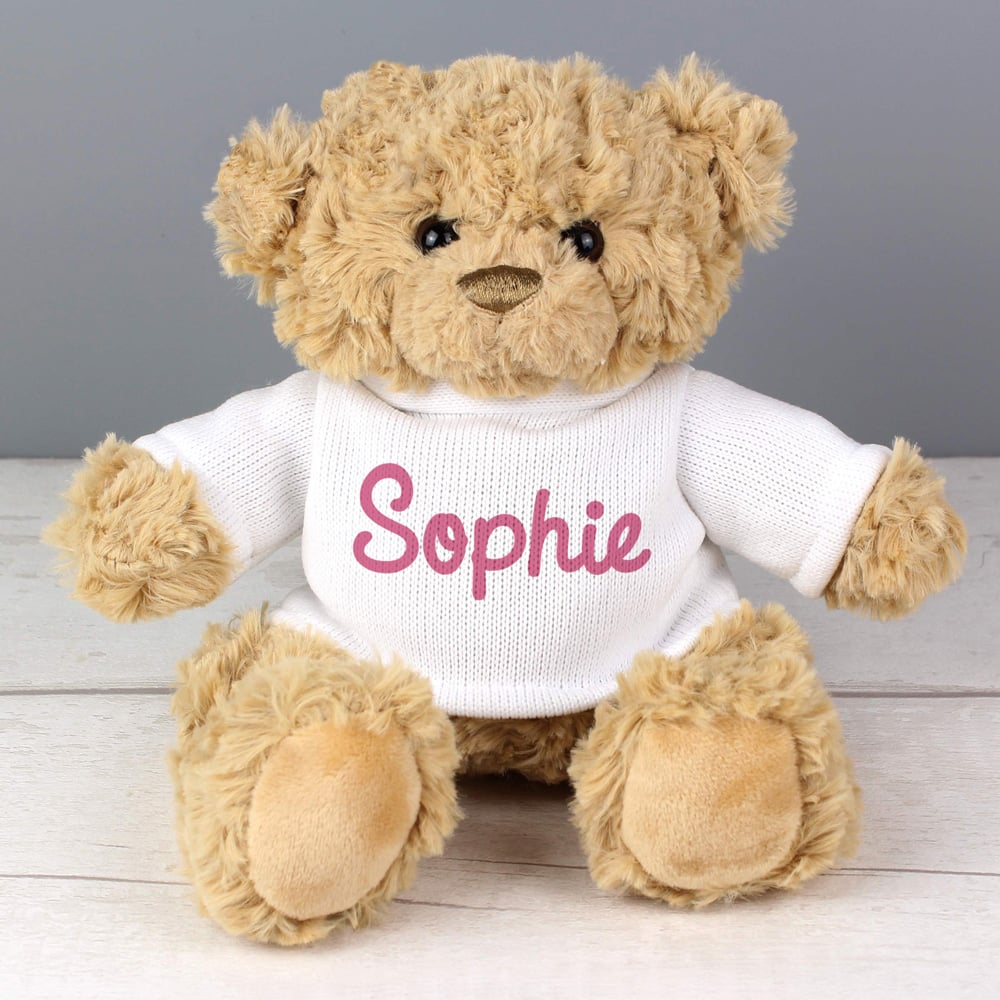 Personalised Memento Pink Name Only Teddy Bear Image 3