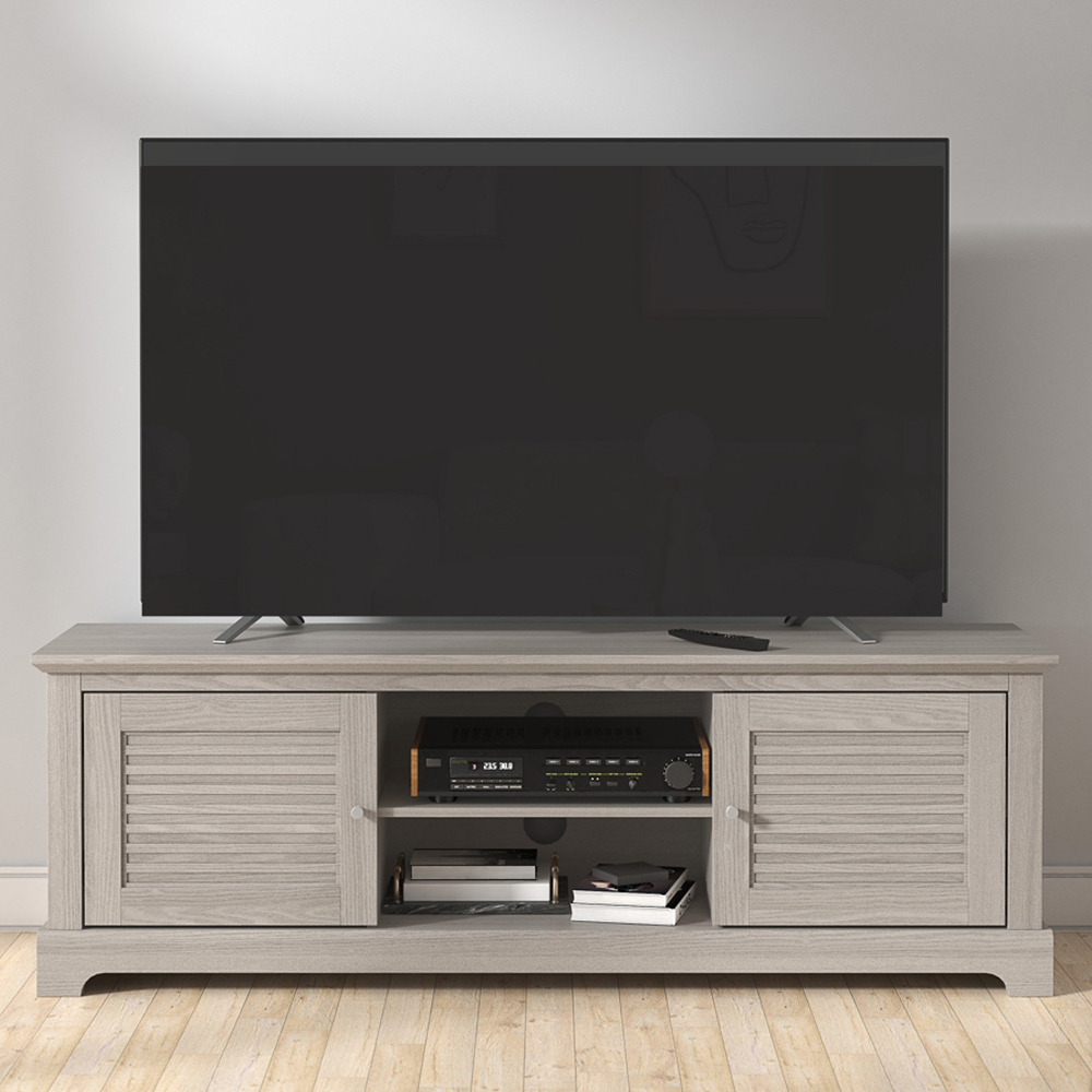 GFW Salcombe 2 Door 2 Shelf Warm Grey Oak TV Unit Image 1