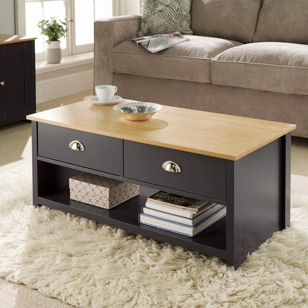 Home Source Camden 2 Drawer Single Shelf Graphite Coffee Table Image 4