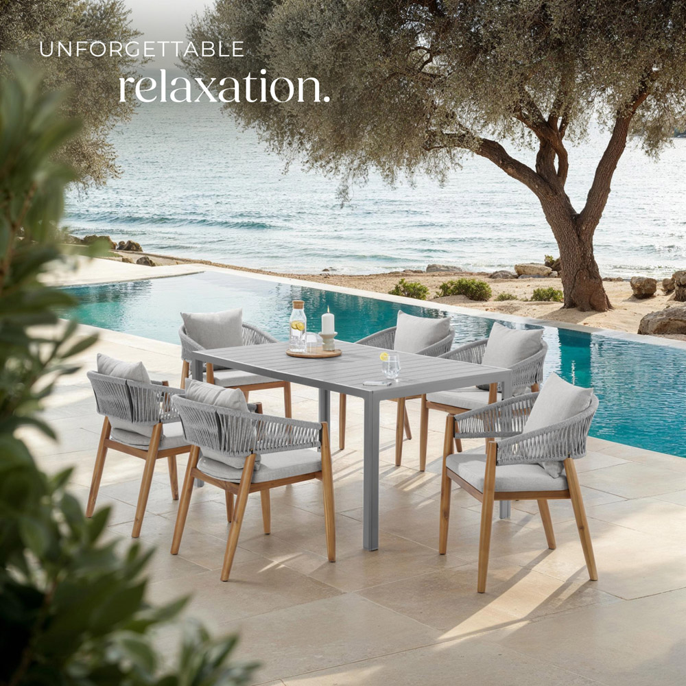tectake Manacor Set of 6 Greige Rope Design Garden chair Image 8