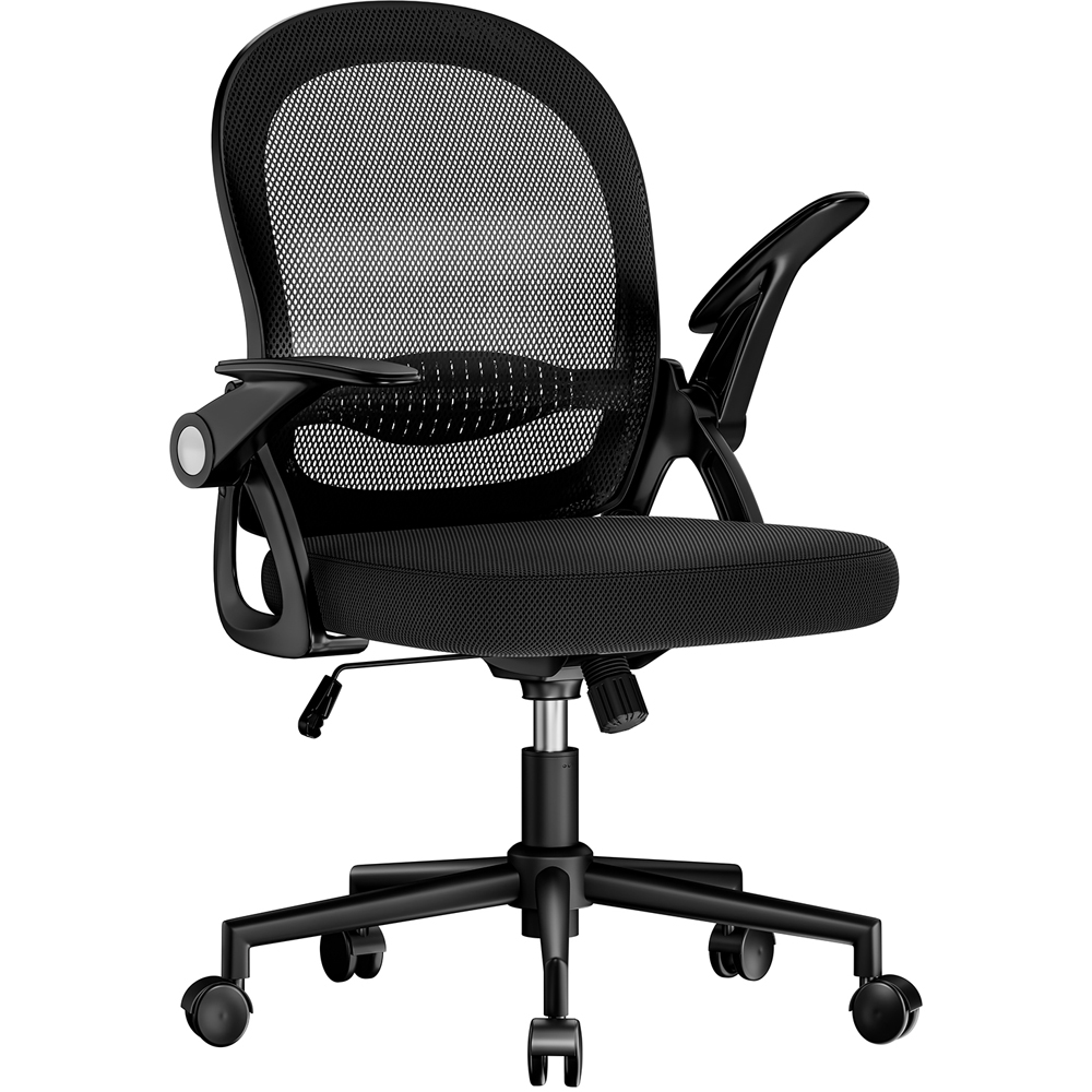 Rattrix Black Mid-Back Mesh Office Chair with Flip-Up Armrests Image 2