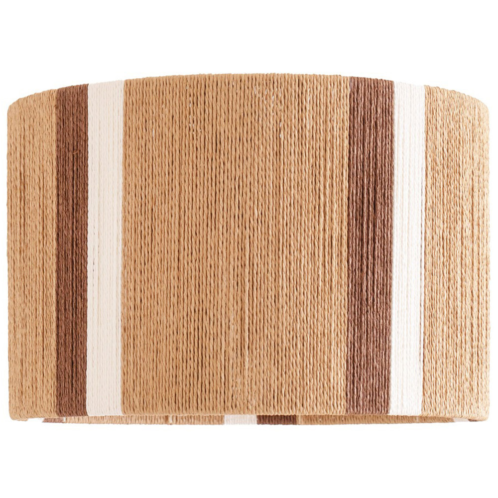 ValueLights Erica Natural Rattan Stripe Drum Ceiling Pendant Lamp Shade Image 1