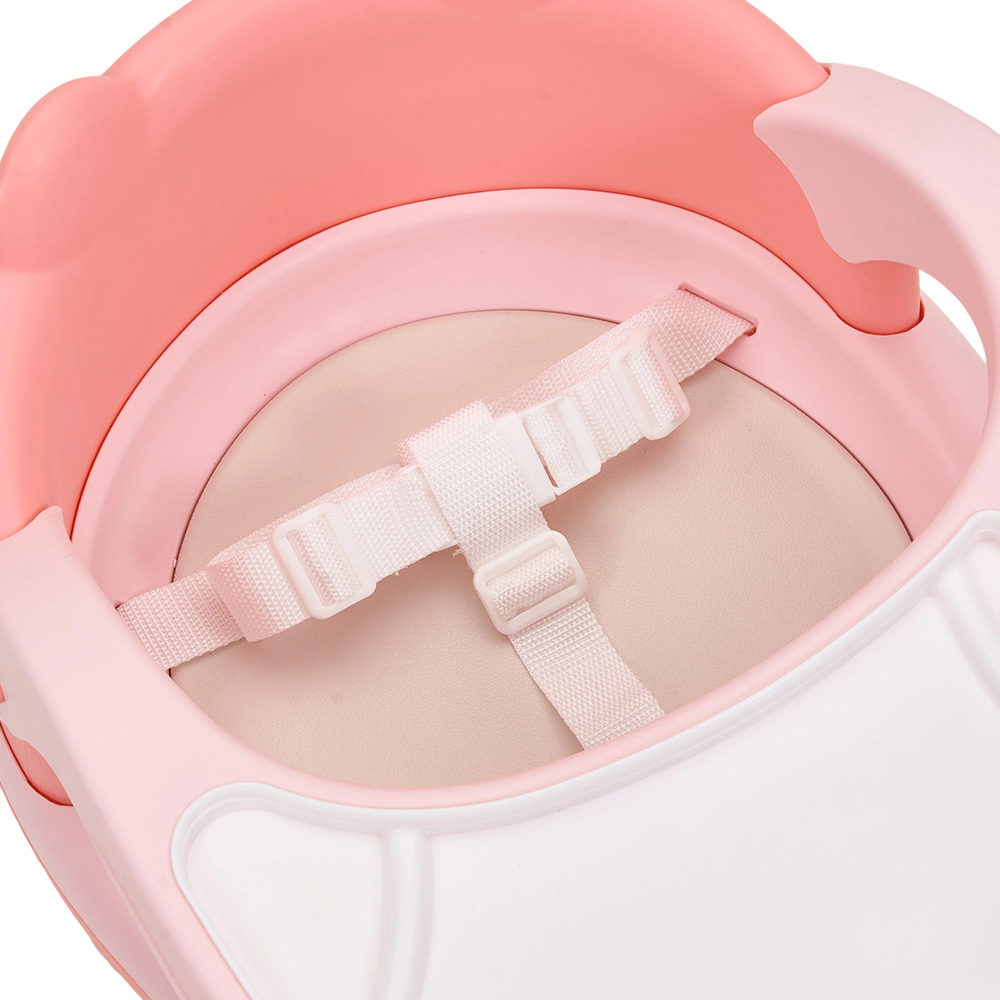 H&O Direct Pink Low Plastic Baby Feeding Chair with Tray and 3 Point Harness Image 2