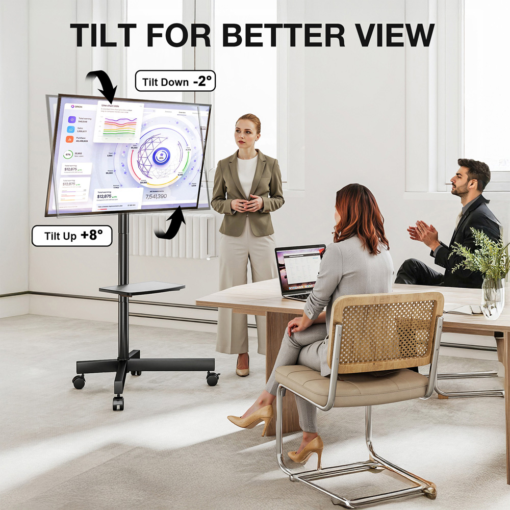 TTAP Black Single Shelf TV Cart and Monitor Mount Stand Image 4
