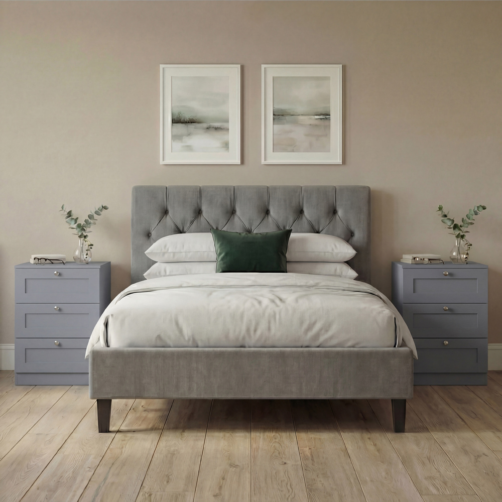 VIDA DESIGNS Altino 3 Drawer Grey Shaker-Style Bedside Chest Set of 2 Image 4
