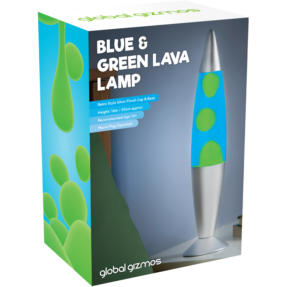 Global Gizmos Blue Liquid and Green Wax Lava Lamp 16 inch Image 3