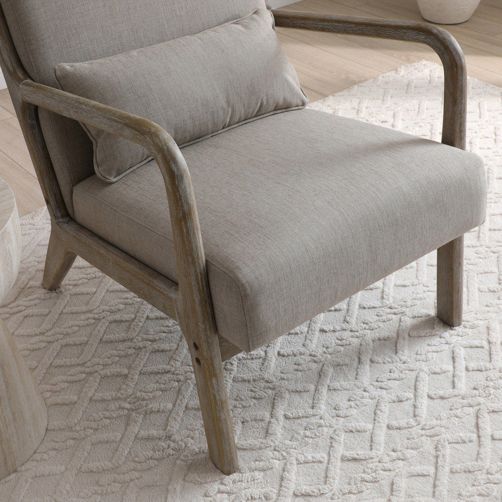 Otis Oatmeal Linen Light Frame Static Armchair with Bolster Cushion Image 7
