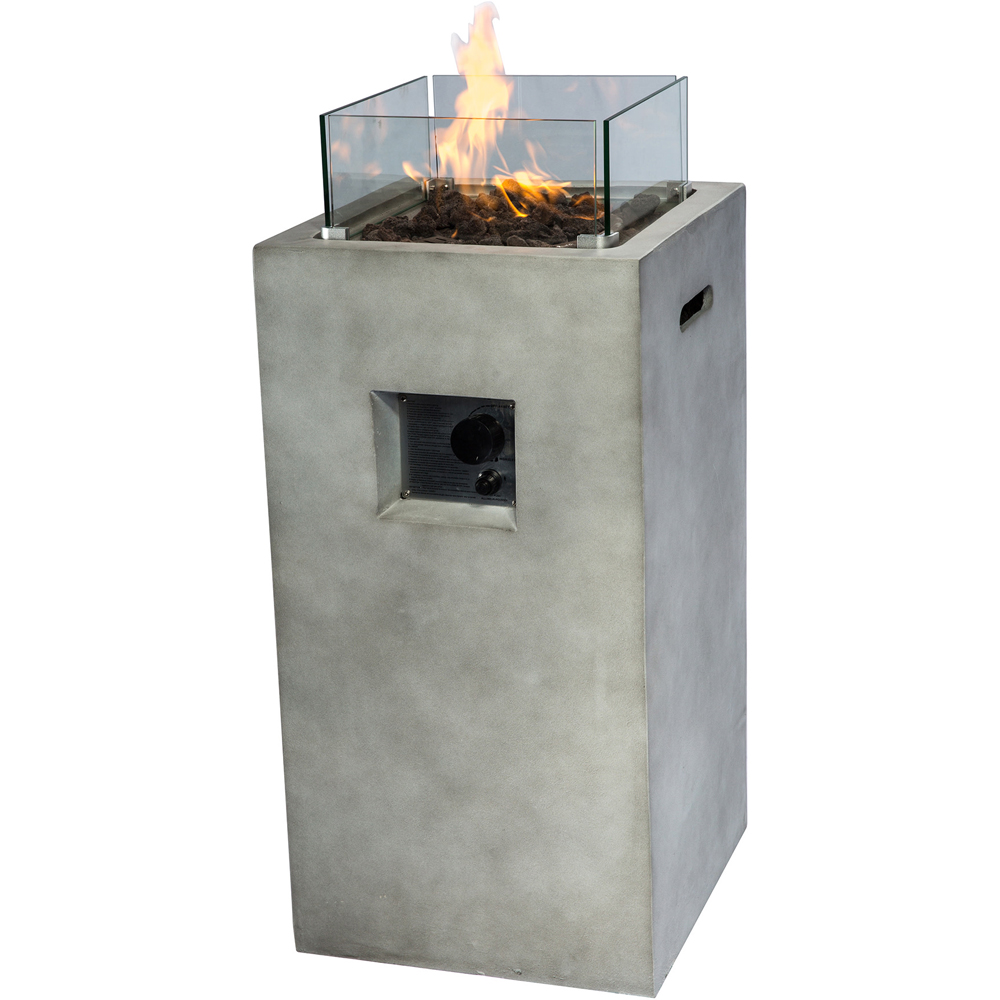 Teamson Home Large Square Concrete Propane Outdoor Gas Fire Pit 16.5 inch Image 1