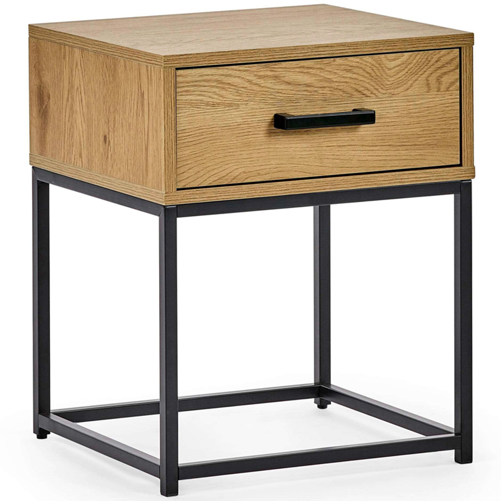 Julian Bowen Harlow Single Drawer Light Oak Effect Bedside Table Image 2