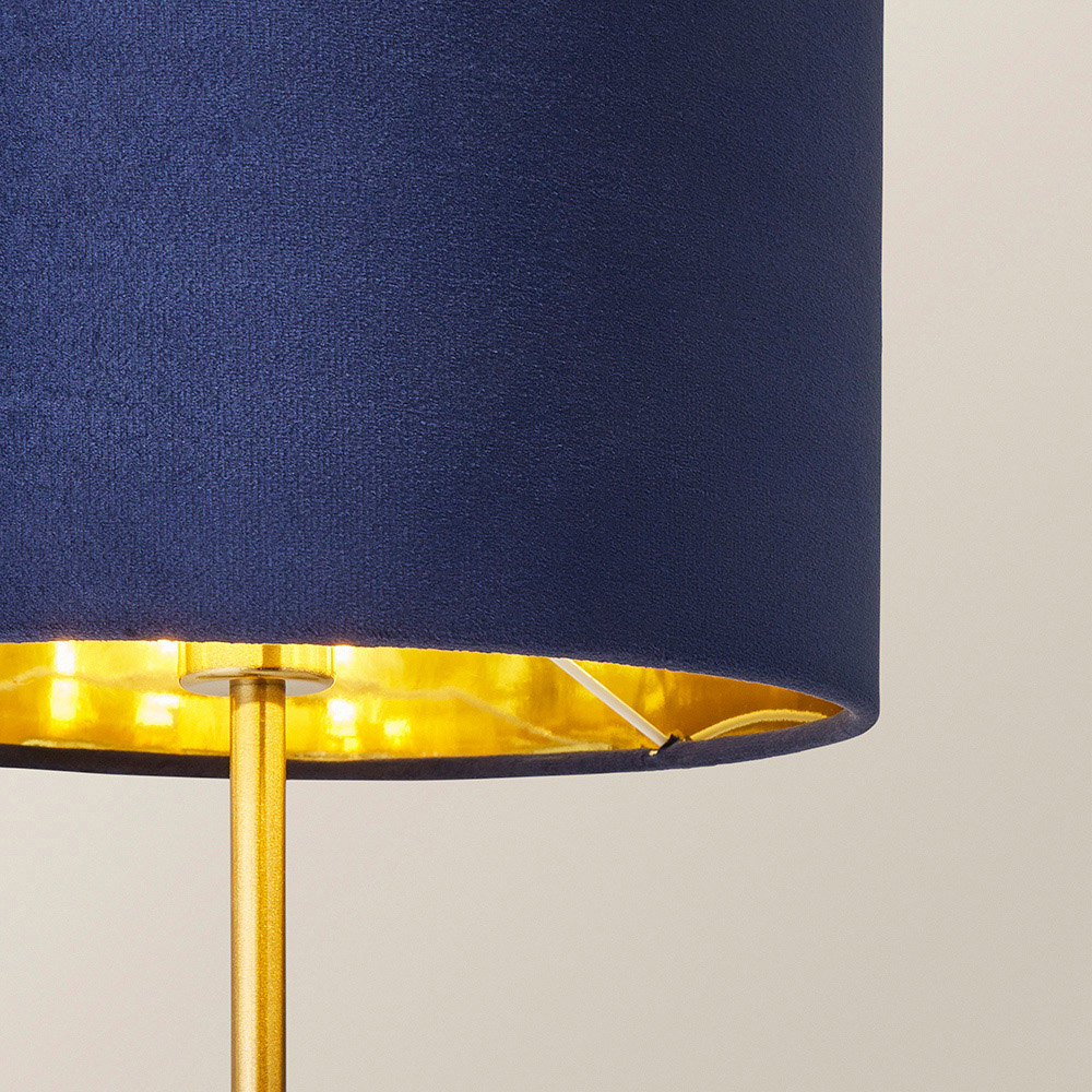 ValueLights Christina Navy Velvet and Gold Palm Leaf Table Lamp with Bulb Image 3