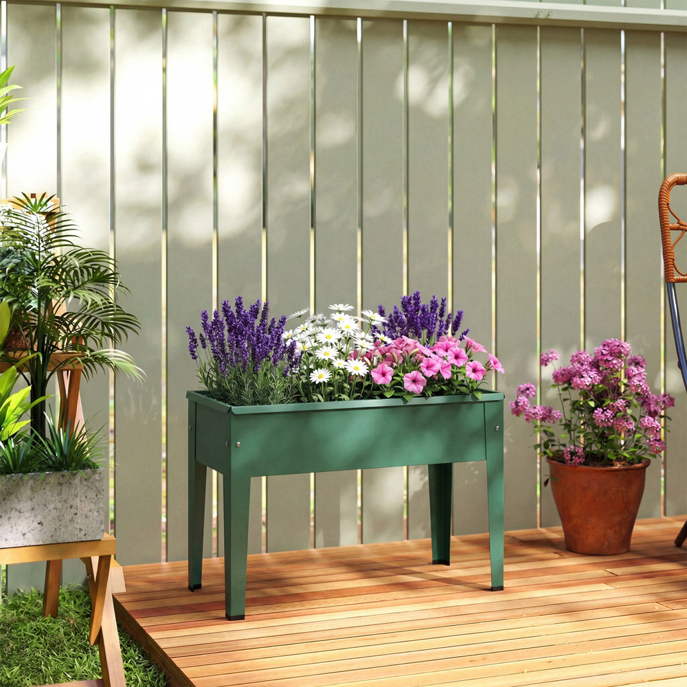 Outsunny Green Metal Raised Garden Bed 45 x 60 x 27cm Image 2