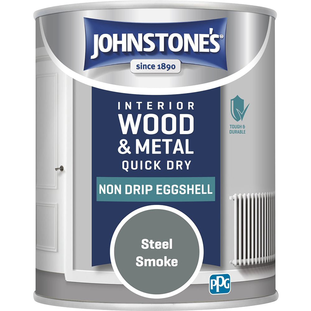 Johnstone's Interior Wood and Metal Quick Dry Eggshell Paint - Steel Smoke / 750ml Image 2