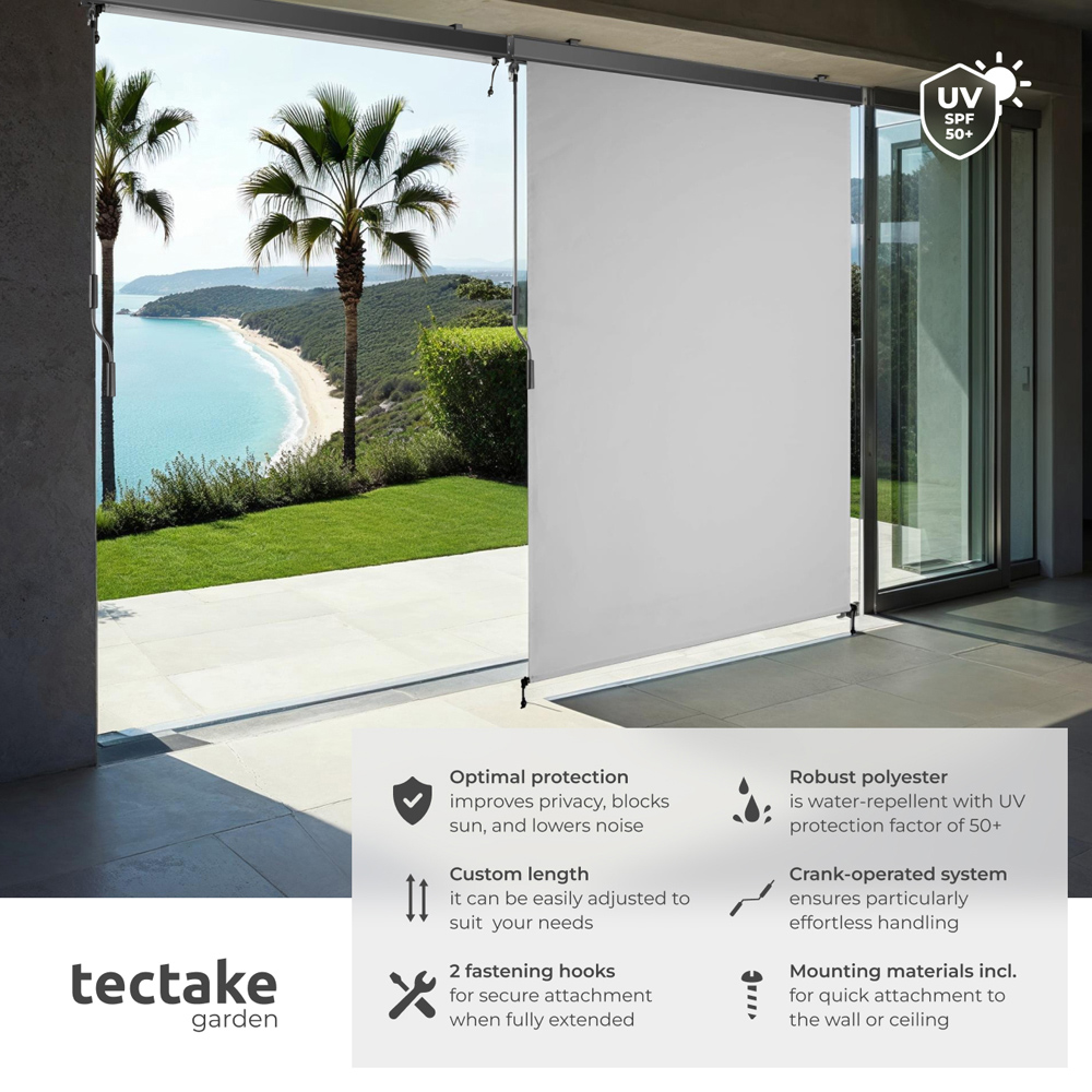 tectake Eloise Light Grey Vertical Awning with 2 Wall Brackets 1.2 x 2.5m Image 6