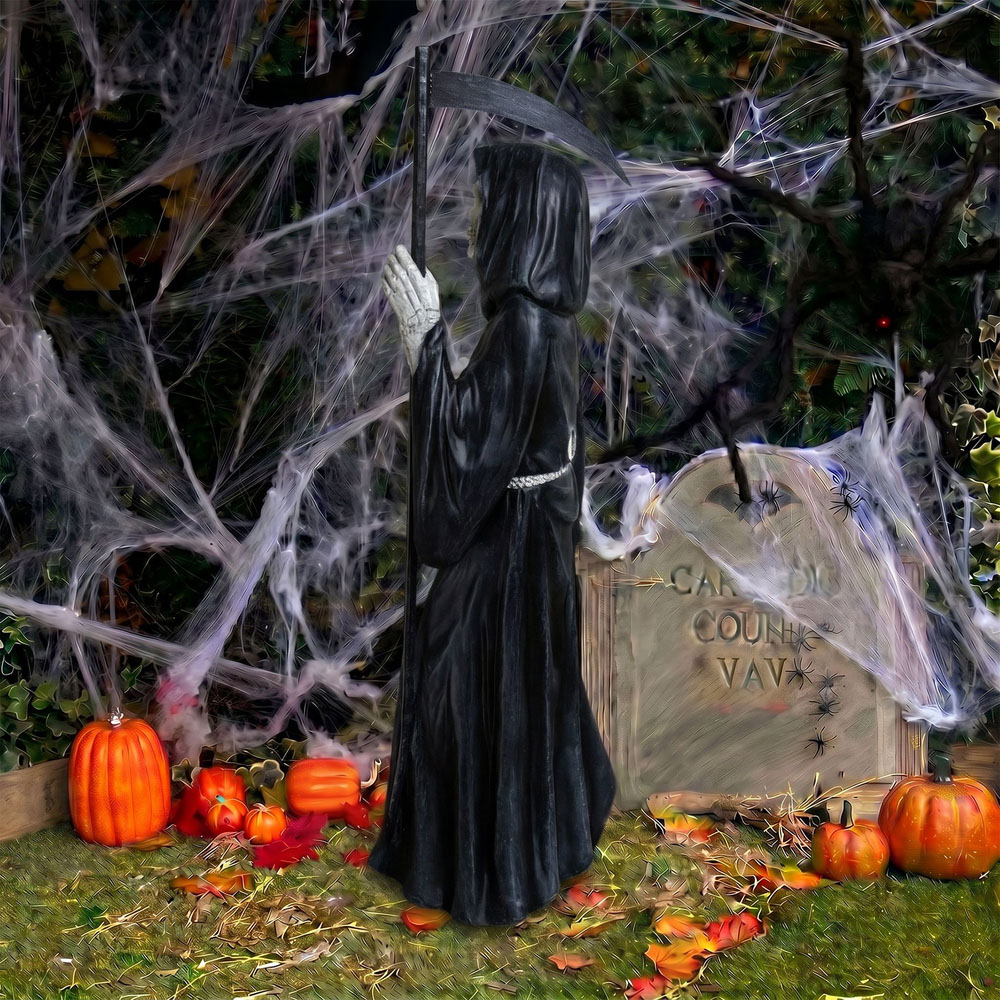 wilko Multicolour LED Halloween Grim Reaper Ornament with Scythe and Light Up Eyes 4ft Image 5