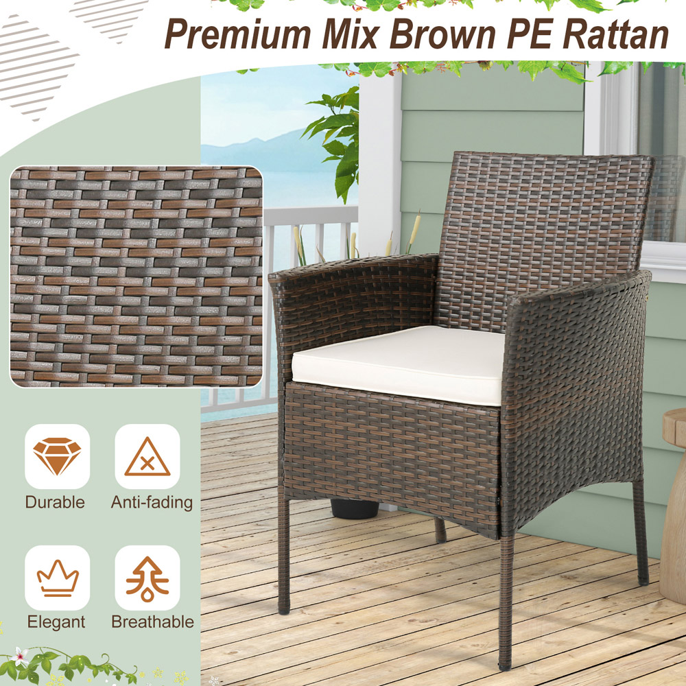 Costway Set of 4 PE Wicker Garden Dining Chair Image 4