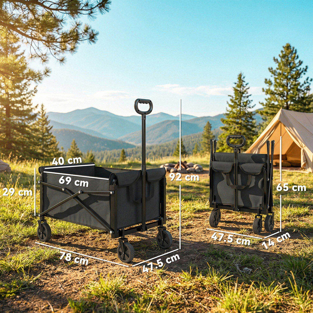 Outsunny 81L Black Folding Festival Trolley Image 9