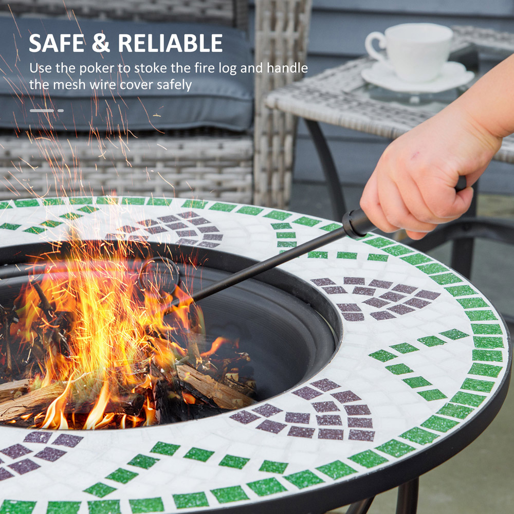 Outsunny 3 in 1 Mosaic Fire Pit with BBQ Grill and Spark Screen Image 6