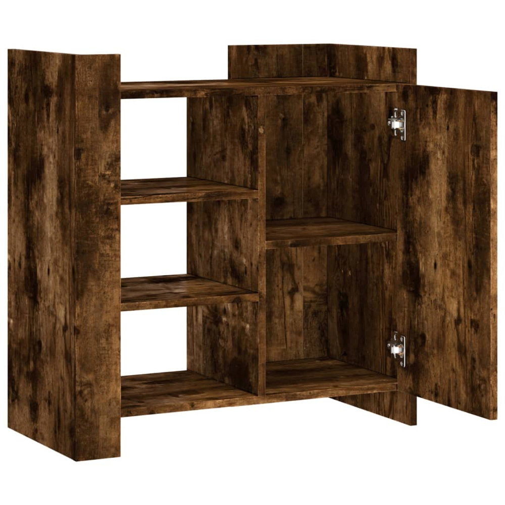 vidaXL Single Door 3 Shelf Smoked Oak Sideboard Image 7