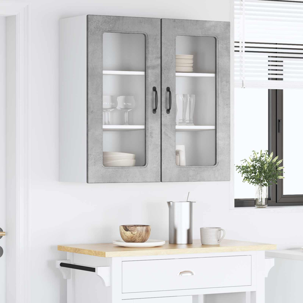vidaXL Kalmar Single Door Concrete Grey Wall Kitchen Cabinet 2 Pack Image 9