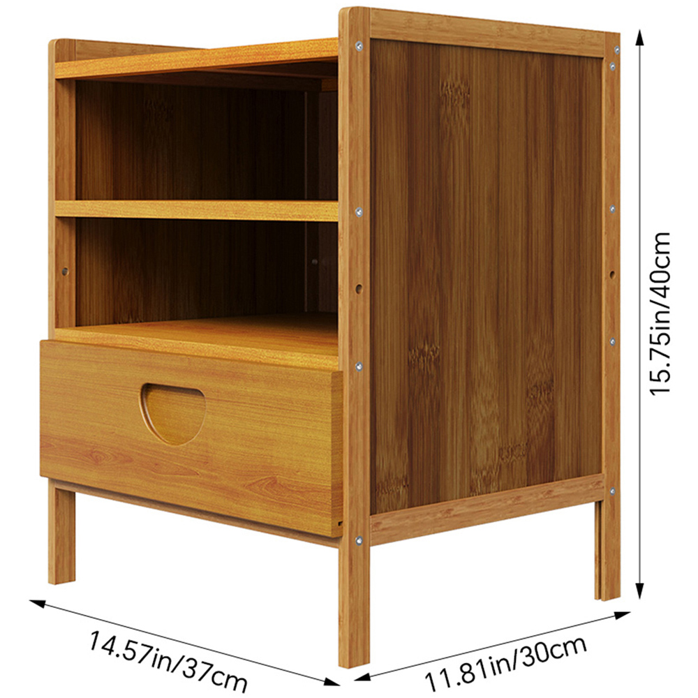 Living and Home Single Drawer 2 Shelf Tea Colour Bedside Table Image 9