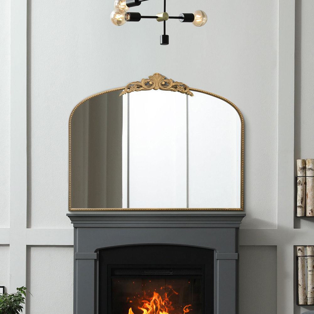 The Crown Gold Arched Metal Wall Mirror 102 x 80cm Image 2