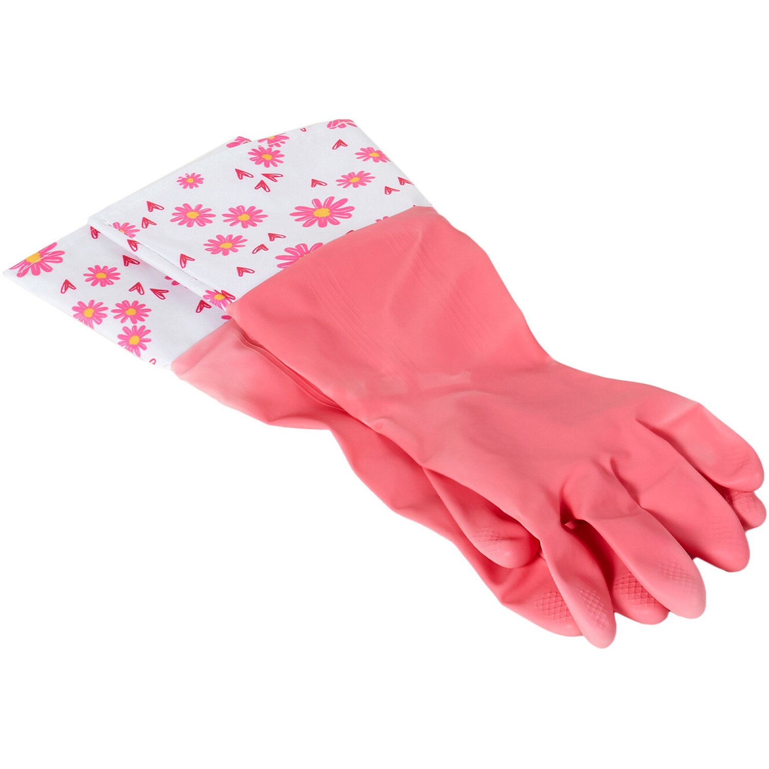 Daisy Pink Cleaning Washing Up Gloves Image 2