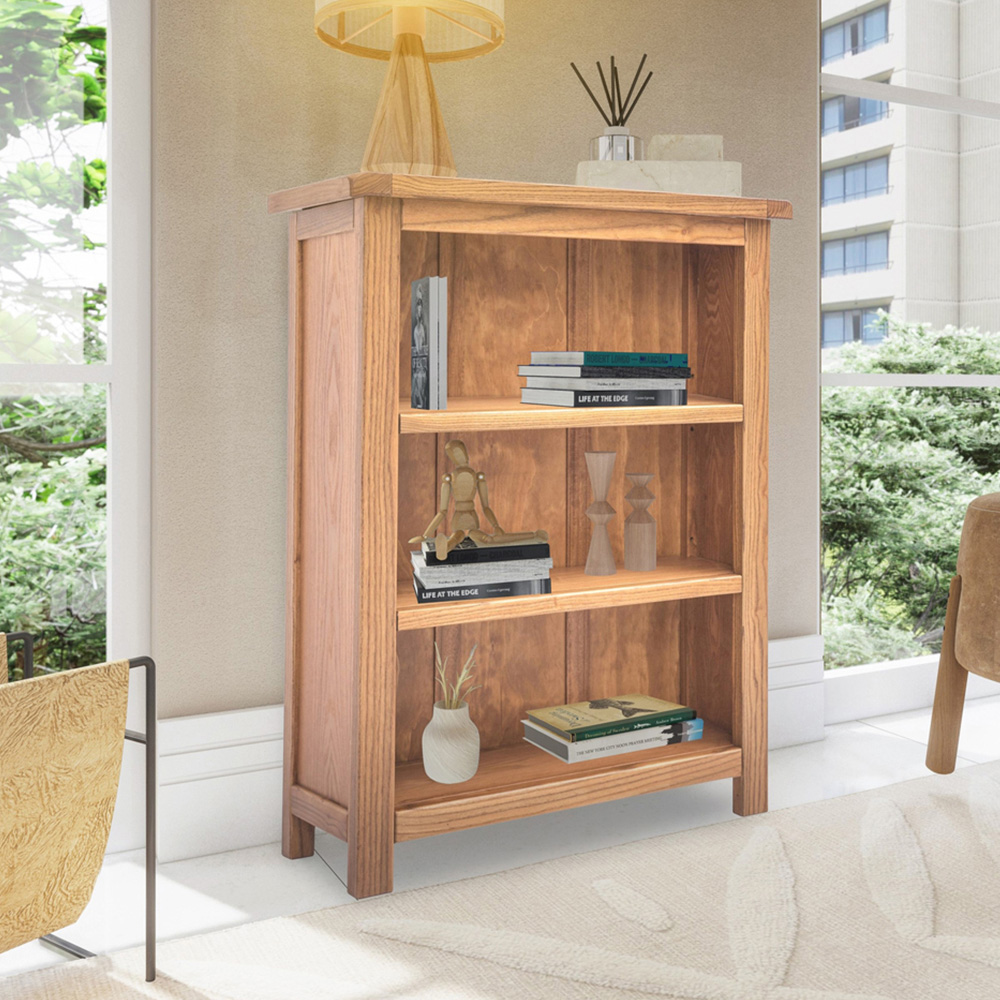 Trivento 3 Shelf Light Wood Lacquered Bookcase Image 7