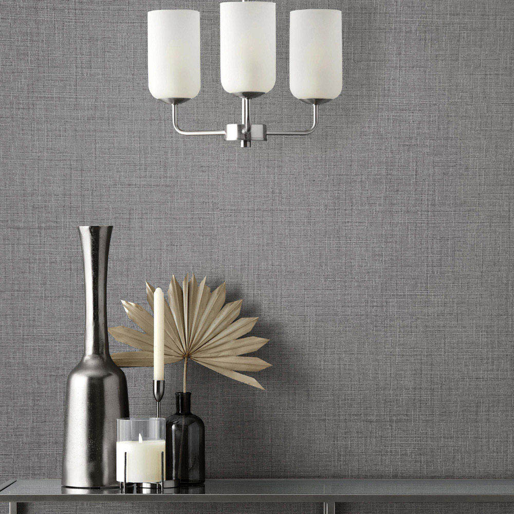 Fine Décor Denver Texture Fabric Effect Charcoal Wallpaper Image 3