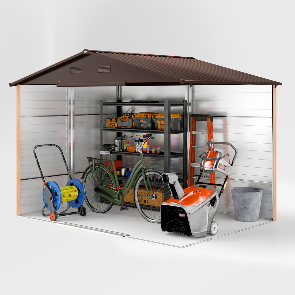 Outsunny 9.1 x 6.4ft Wood Effect Garden Shed with Sliding Door Image 3