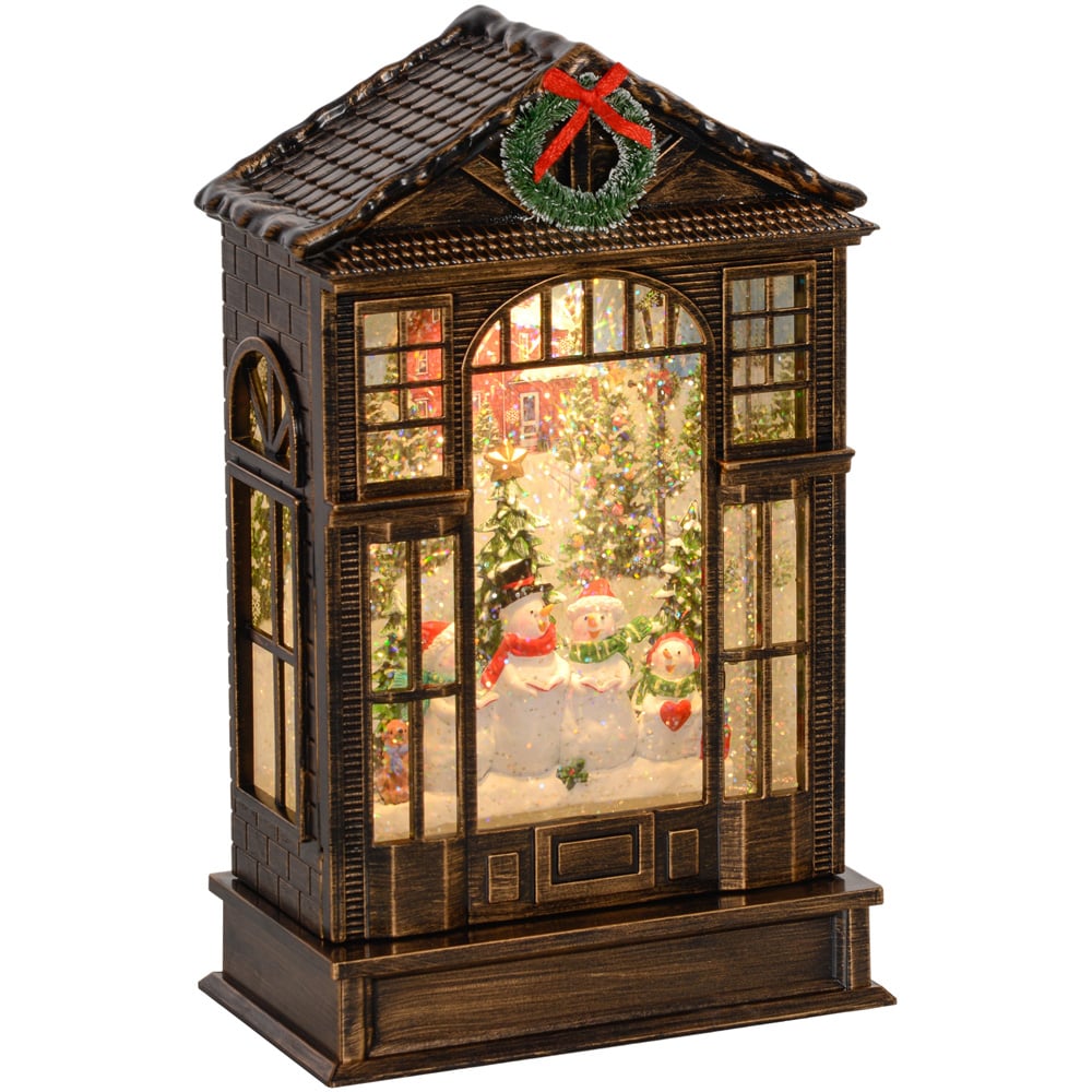 Everglow Bronze Tone with Light Christmas Snow Globe Lantern Image 1