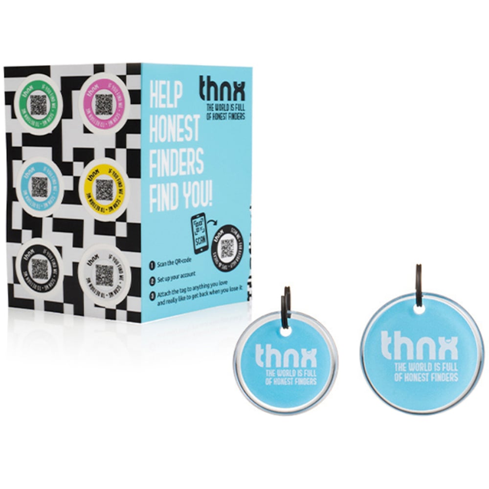 Thnx Blue Airtag Keychain and Stickers with QR Code Smart Pack Image 1