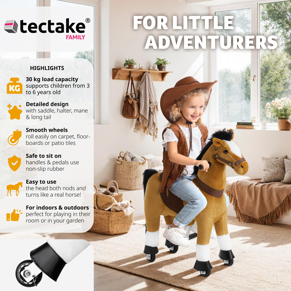 tectake Sabrina 4 Wheels Rocking Horse with Non Slip Pedals 76 x 29 x 85cm Image 6