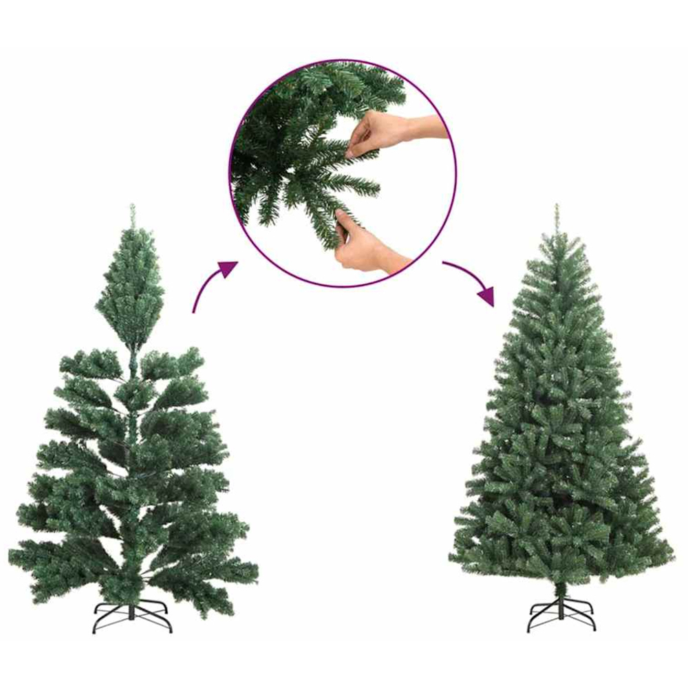 vidaXL Green Artificial Christmas Tree with LEDs Pinecones 6ft Image 9